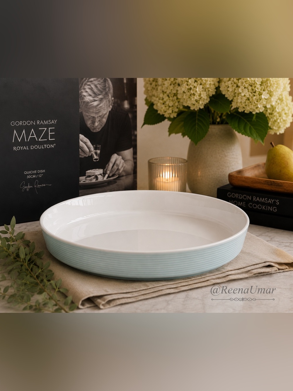 NEW Royal Doulton Gordon Ramsay Maze Baby Blue Porcelain 12” Quiche Dish